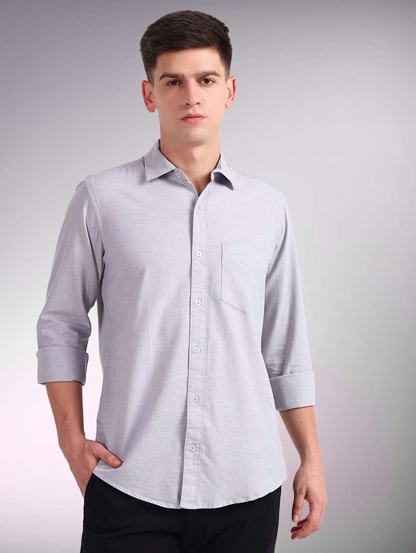 men solid long sleeve regular fit casual shirt