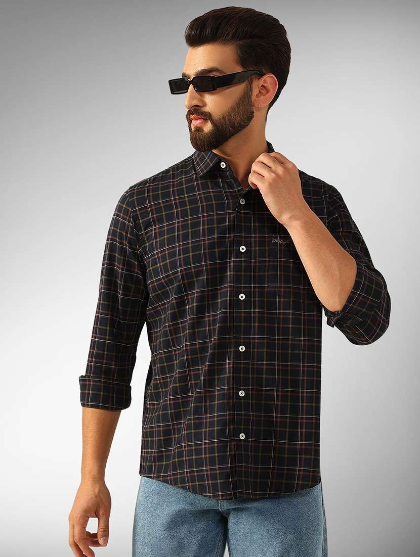 men checkered long sleeve regular fit casual shirt