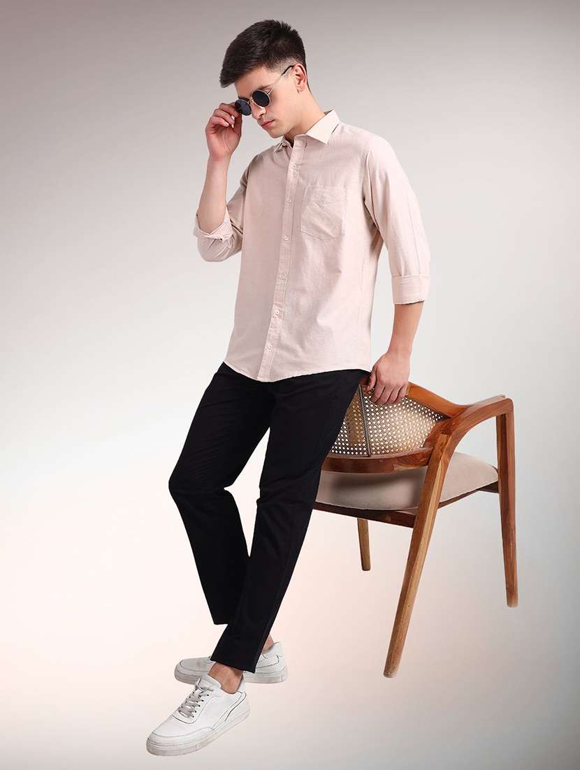 men solid long sleeve regular fit casual shirt - 22301715 -  Standard Image - 3