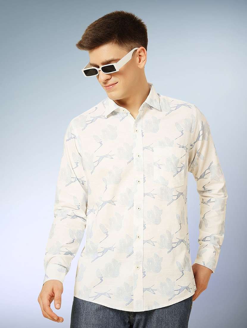 men printed long sleeve regular fit casual shirt
