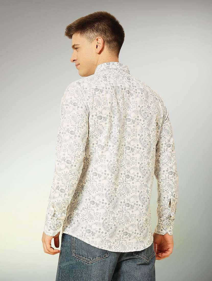 men paisley printed long sleeve regular fit casual shirt - 22301718 -  Standard Image - 3