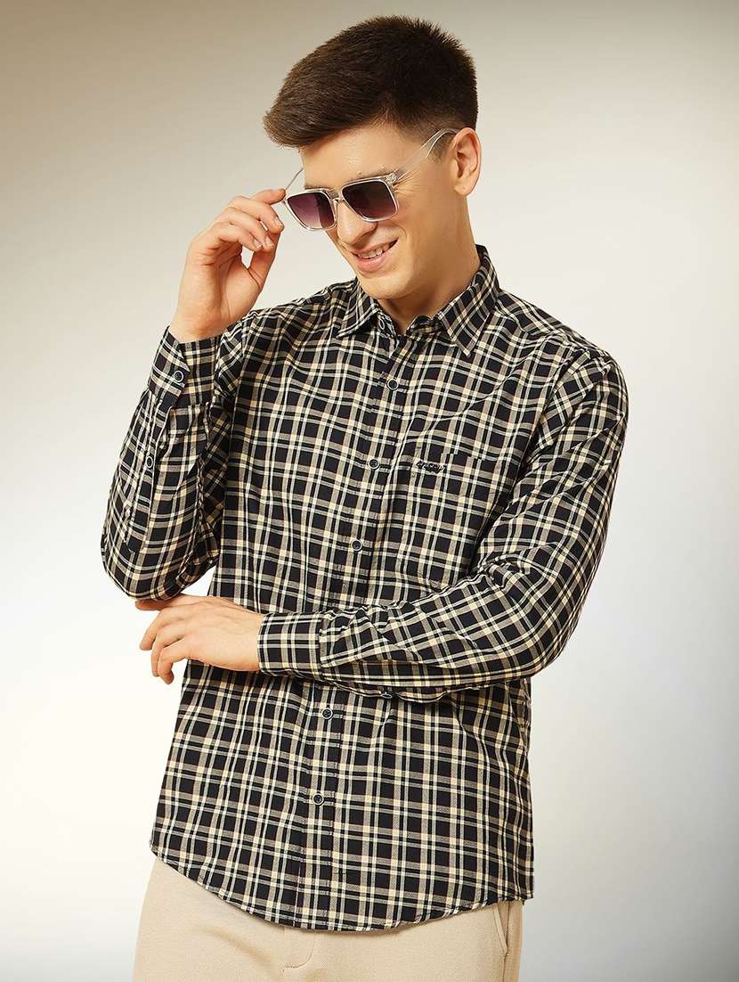 men checkered long sleeve regular fit casual shirt