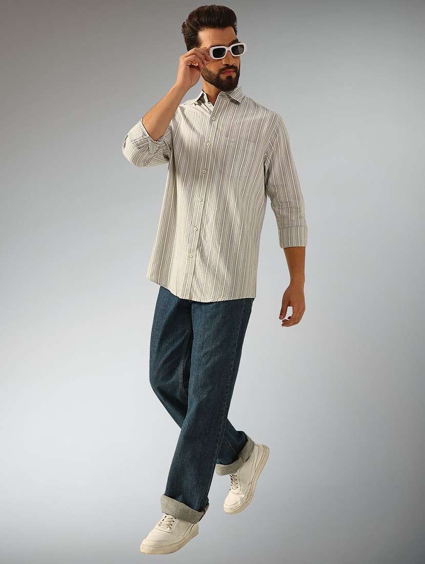 men striped long sleeve regular fit casual shirt - 22301733 -  Standard Image - 3
