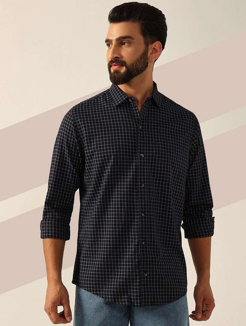 men checkered long sleeve regular fit casual shirt