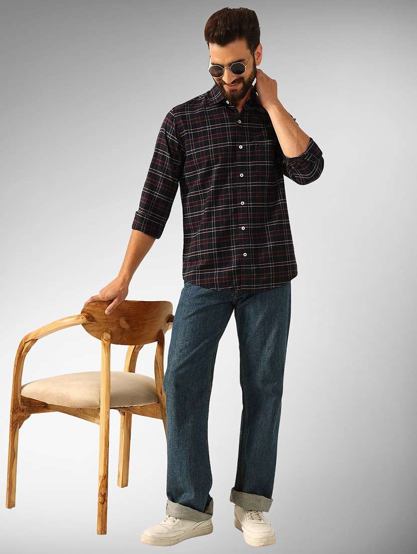 men checkered long sleeve regular fit casual shirt - 22301748 -  Standard Image - 3