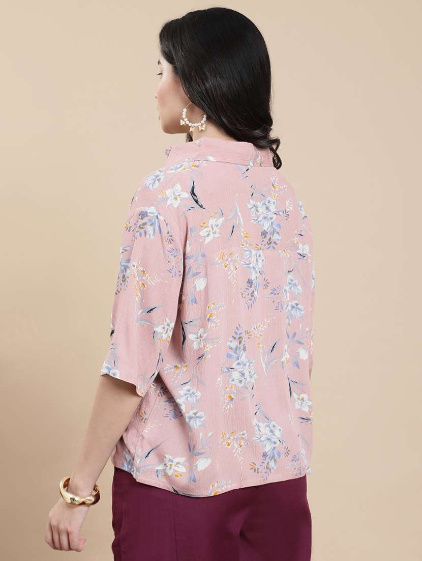 women floral print elbow sleeve top - 22301770 -  Standard Image - 3