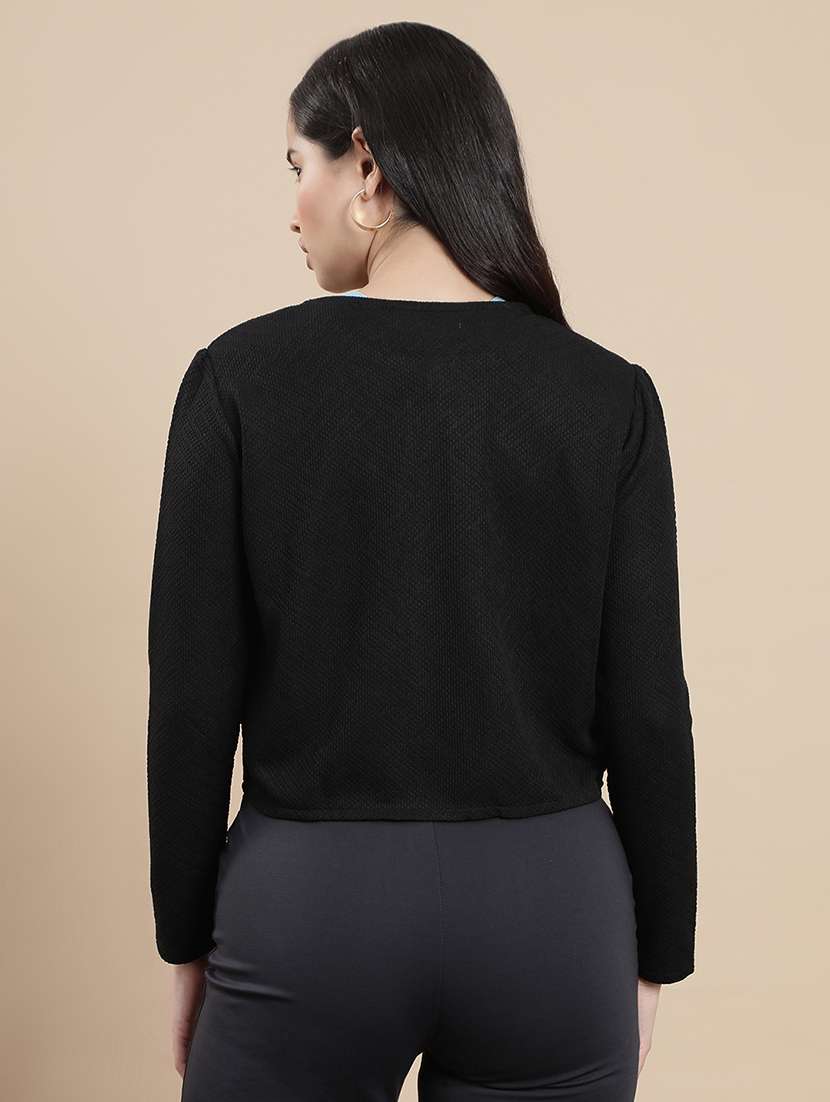 women solid long sleeve crop shrug - 22301817 -  Standard Image - 3