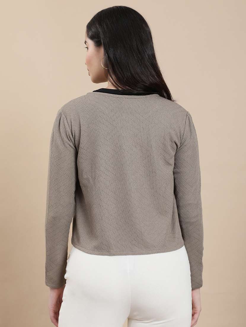 women solid long sleeve crop shrug - 22301819 -  Standard Image - 3