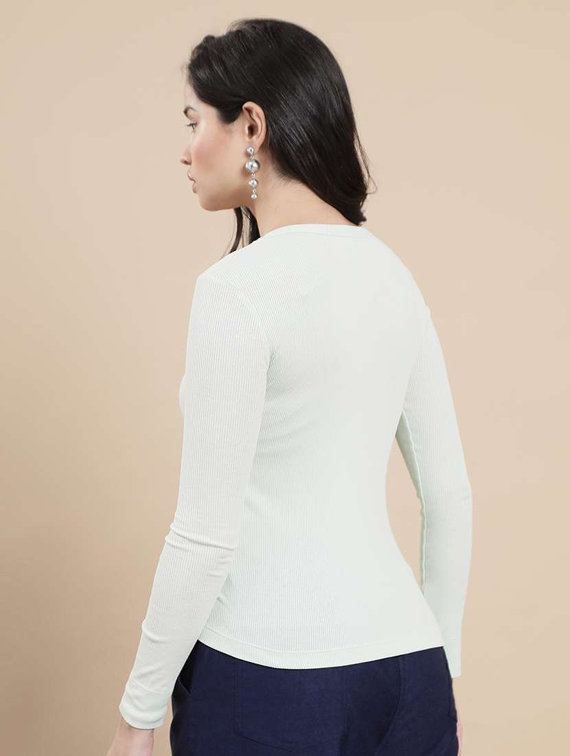 women solid long sleeve straight top - 22301833 -  Standard Image - 3