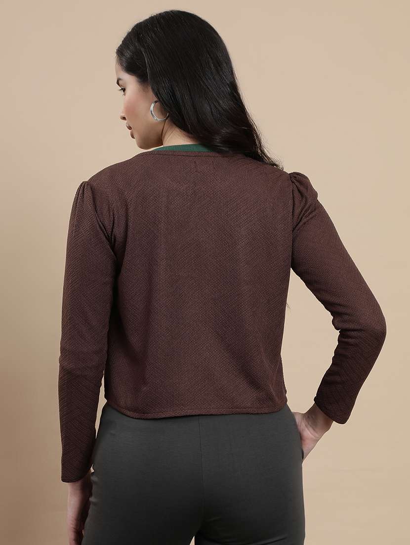 women solid long sleeve crop shrug - 22301836 -  Standard Image - 3