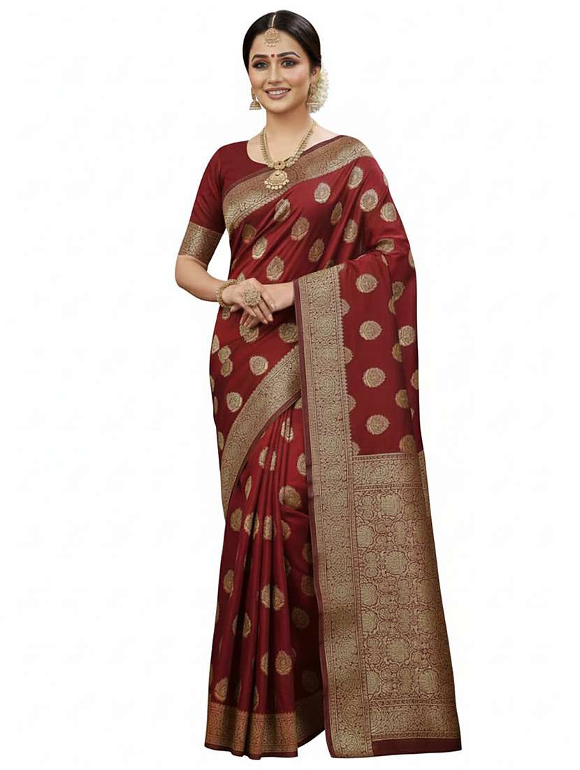 women self design banarasi saree with blouse