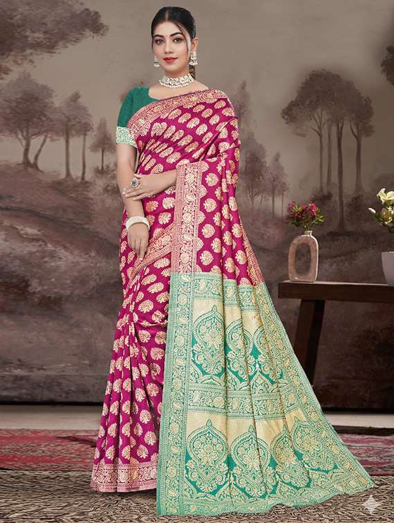 women self design banarasi saree with blouse
