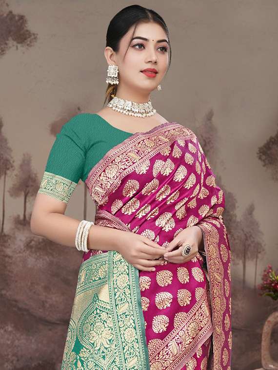 women self design banarasi saree with blouse - 22301859 -  Standard Image - 3
