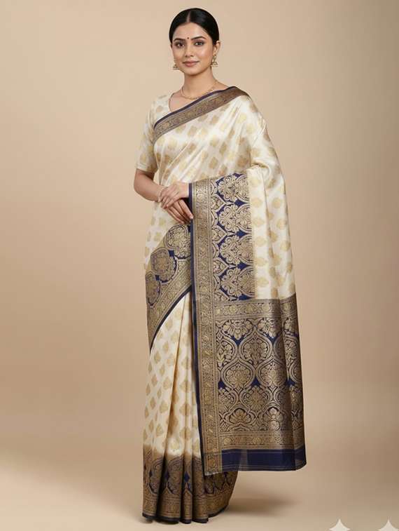 women self design banarasi saree with blouse