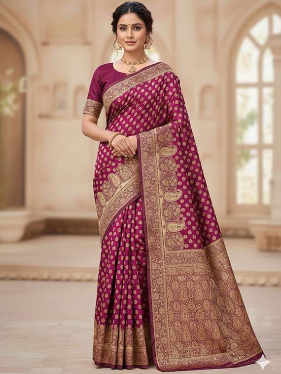 women self design banarasi saree with blouse