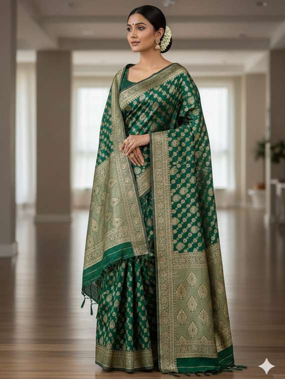 women self design banarasi saree with blouse