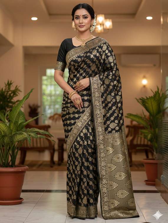women self design banarasi saree with blouse