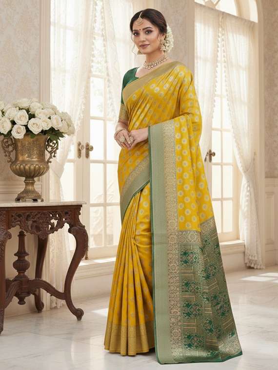 women self design banarasi saree with blouse
