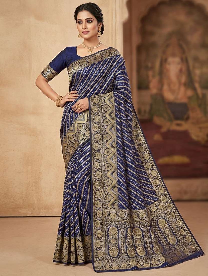 women self design banarasi saree with blouse
