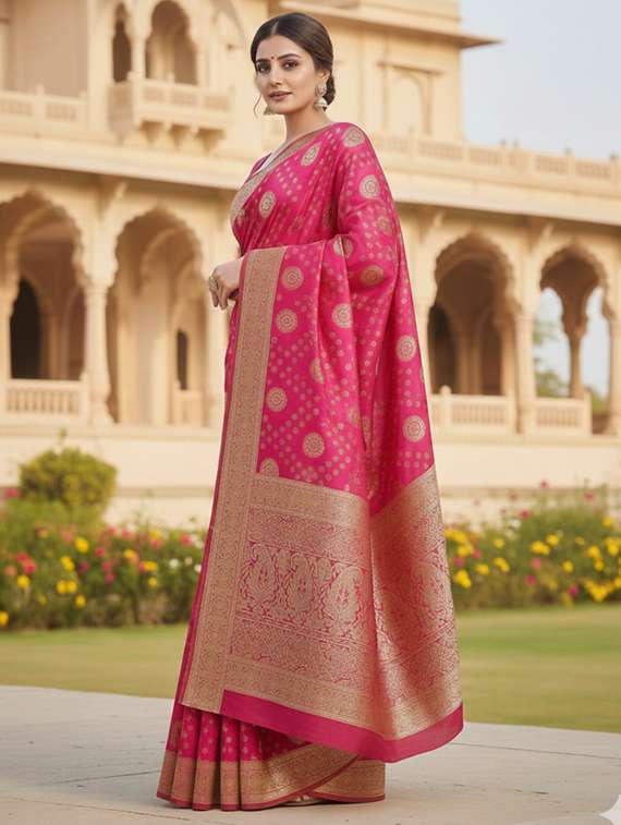 women self design banarasi saree with blouse