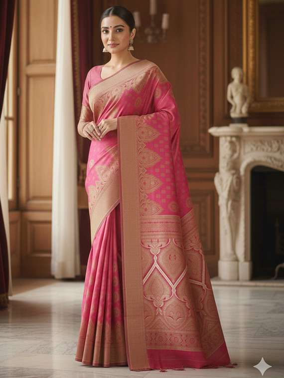 women self design banarasi saree with blouse