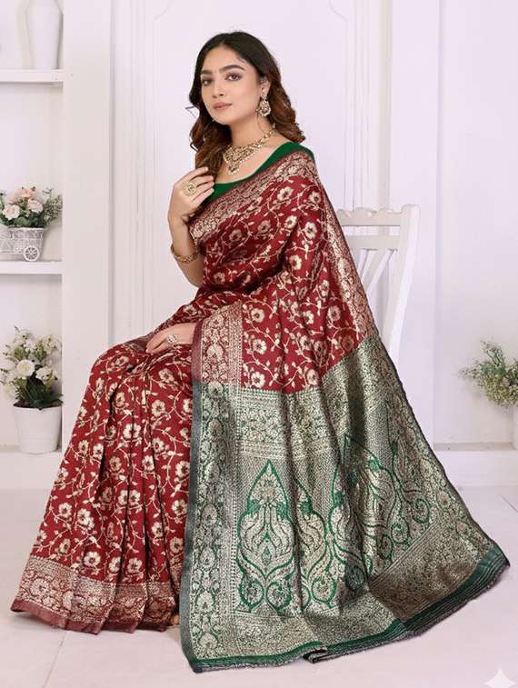 women self design banarasi saree with blouse - 22301878 -  Standard Image - 3