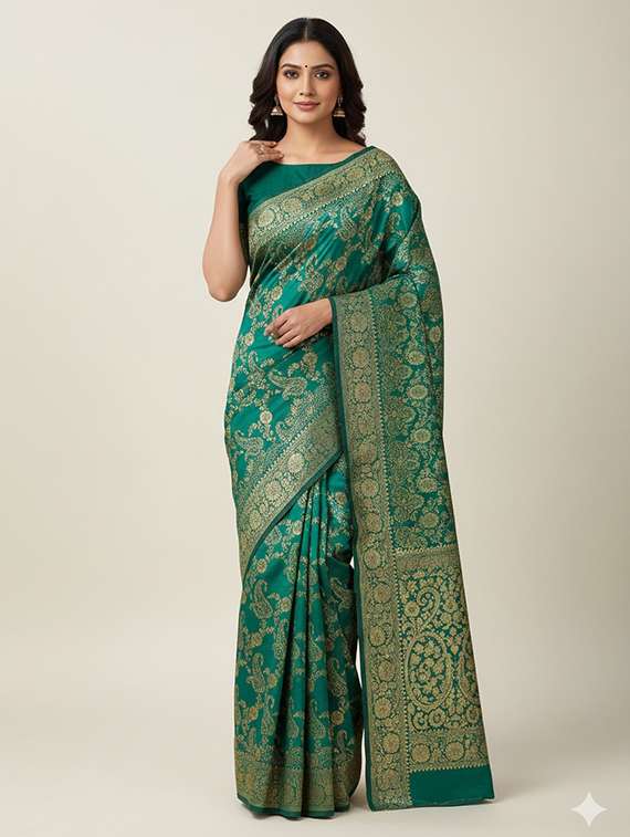 women self design banarasi saree with blouse