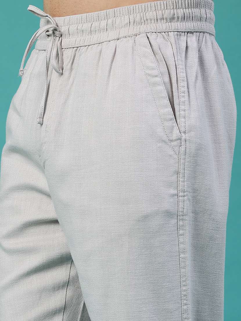 men solid mid rise flat front casual trouser - 22302087 -  Standard Image - 5