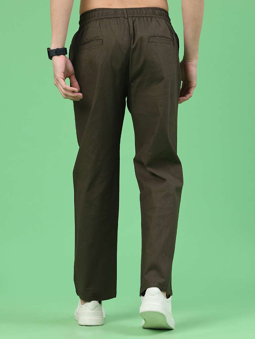 men solid mid rise flat front casual trouser - 22302088 -  Standard Image - 3