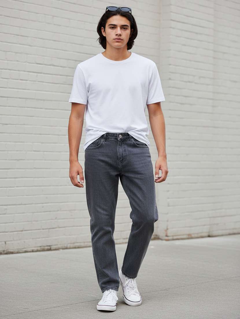 boys solid mid rise slim fit jeans