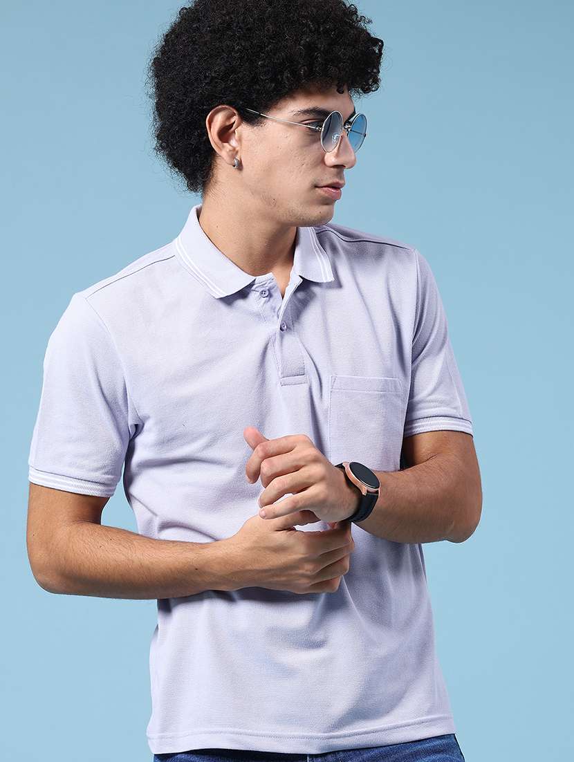 purple cotton blend plain tshirt
