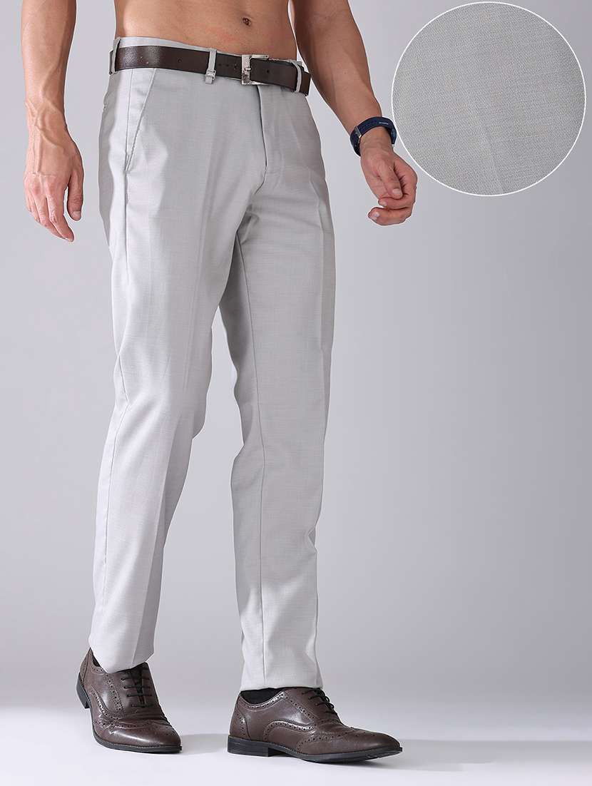 Men Solid Mid Rise Regular Fit Trouser - 22302225 -  Standard Image - 3