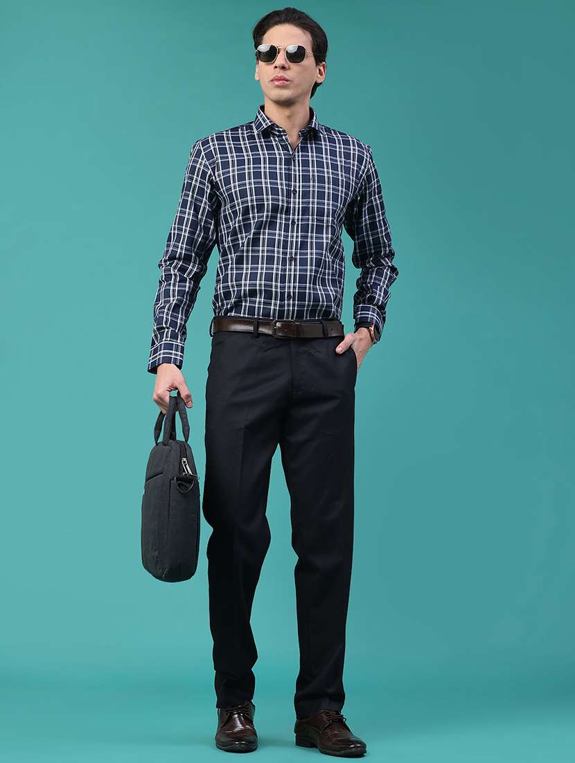 navy blue viscose flat front trousers formal - 22302228 -  Standard Image - 5