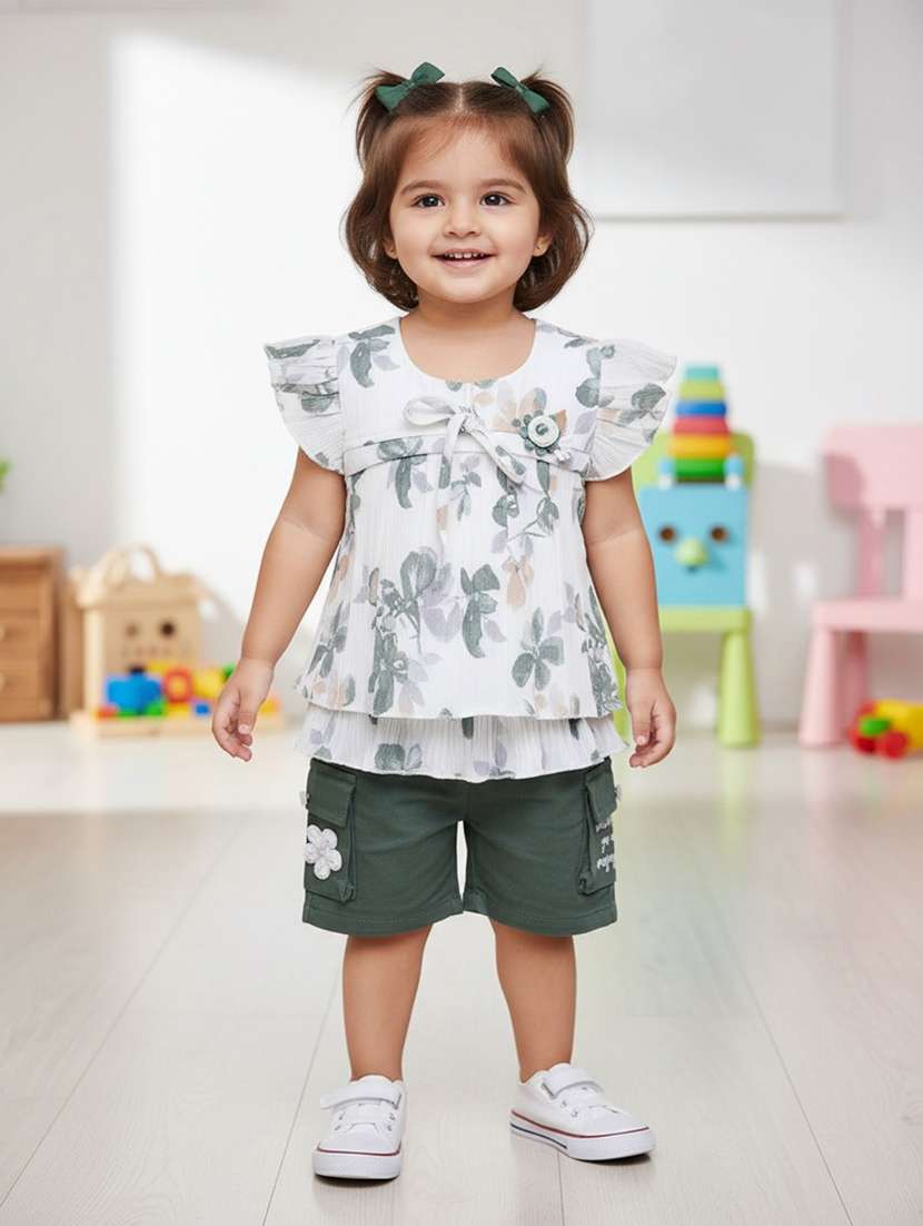 green cotton twin sets & jump suit