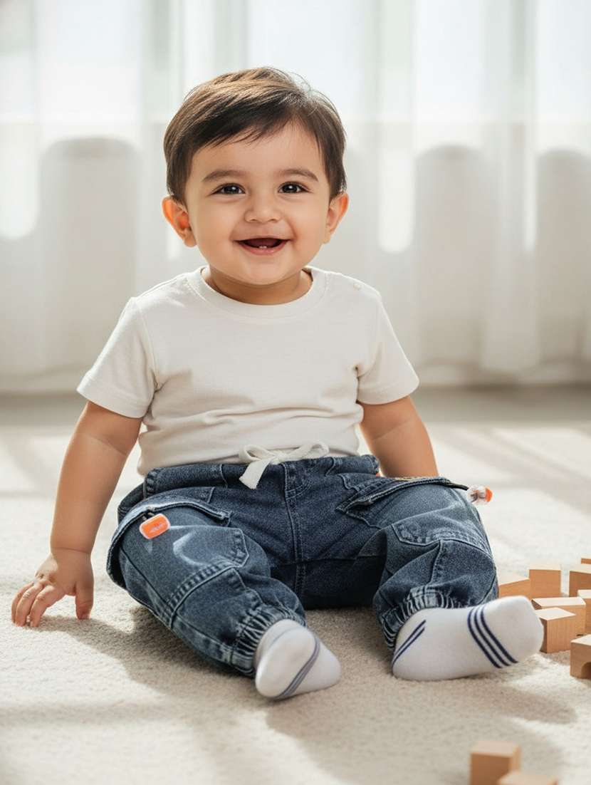 boys washed mid rise regular fit jogger