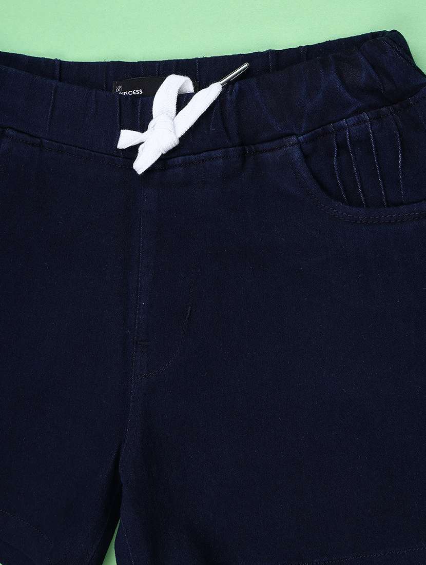 girls solid mid rise regular fit shorts - 22302336 -  Standard Image - 3