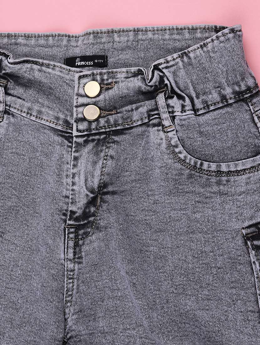 girls solid mid rise regular shorts - 22302337 -  Standard Image - 3