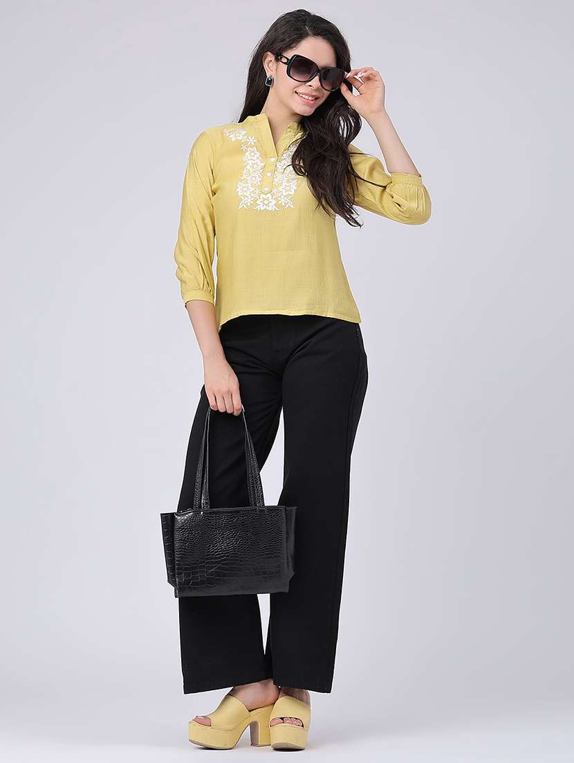 women embroidered three quarter sleeves regular top - 22302376 -  Standard Image - 5