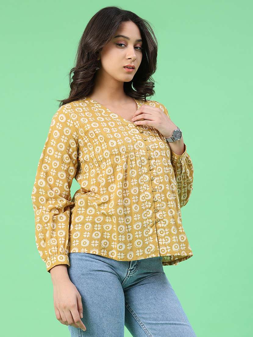 women printed long sleeves a-line top - 22302377 -  Standard Image - 3