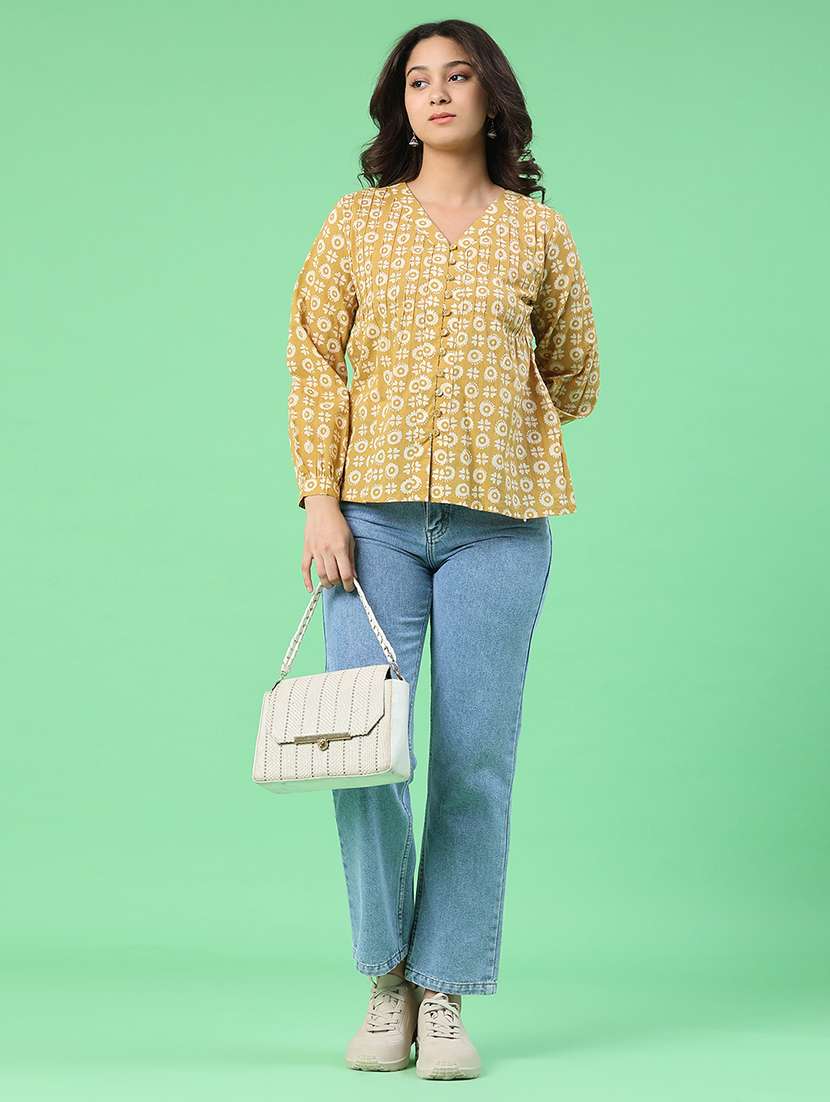 women printed long sleeves a-line top - 22302377 -  Standard Image - 5