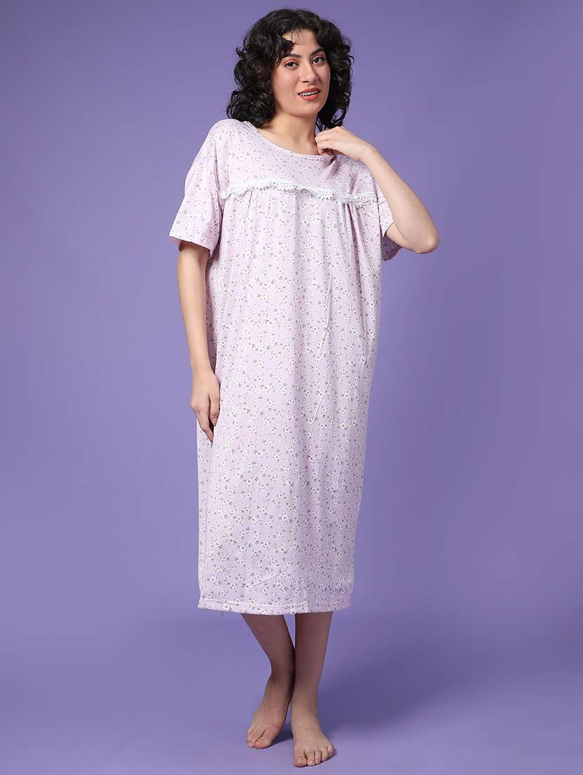 women printed short sleeve nighty