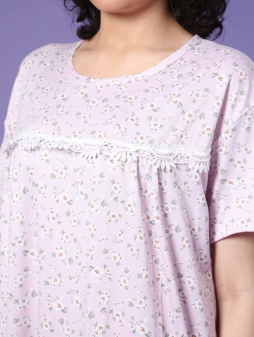 women printed short sleeve nighty - 22302410 -  Standard Image - 5