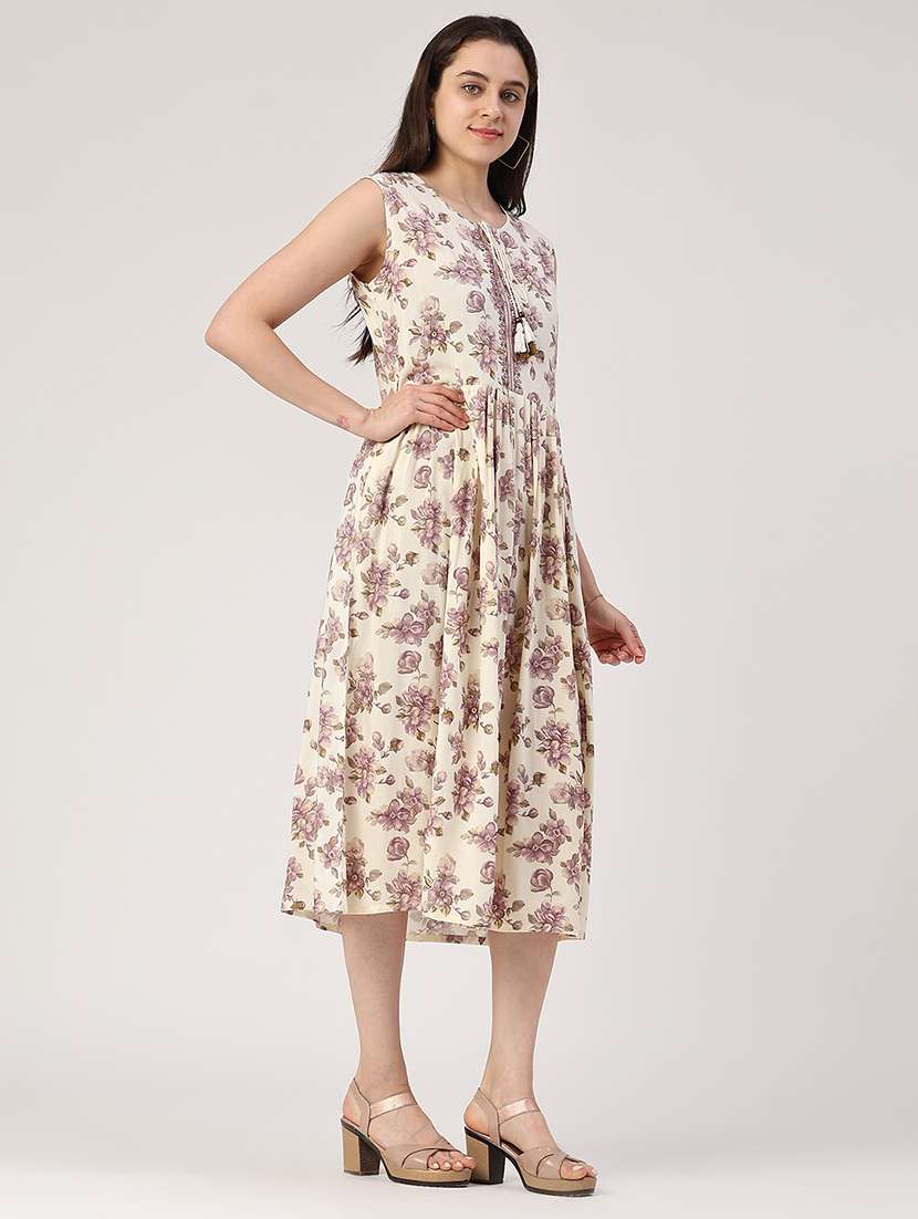 women printed sleeveless a-line dress - 22302415 -  Standard Image - 3