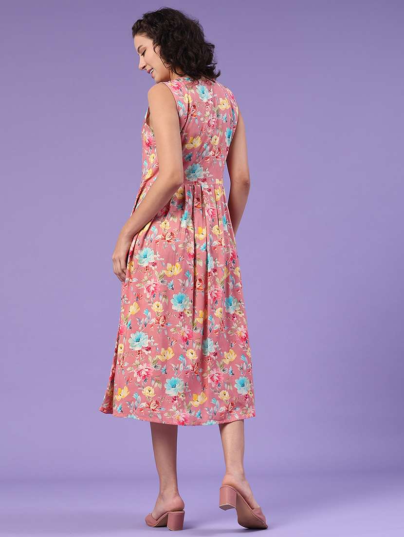 women floral print tie-up neck dress - 22302417 -  Standard Image - 3