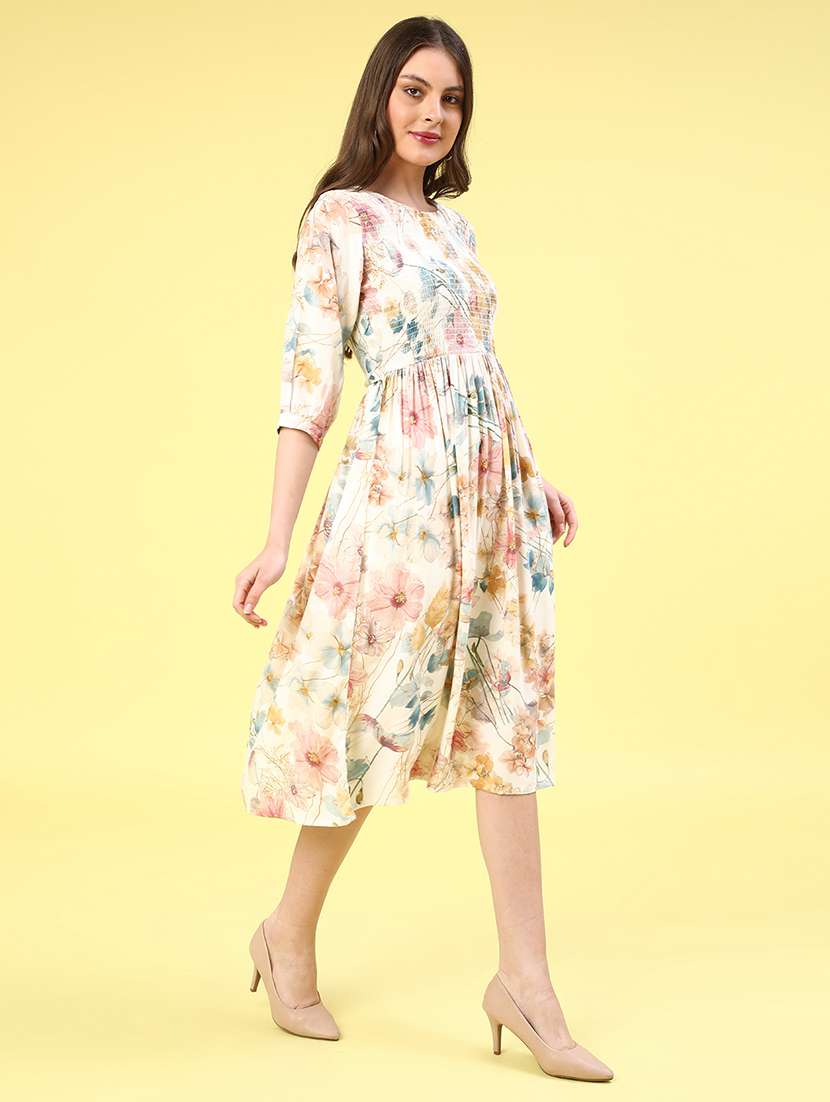 off white rayon aline dress - 22302419 -  Standard Image - 3