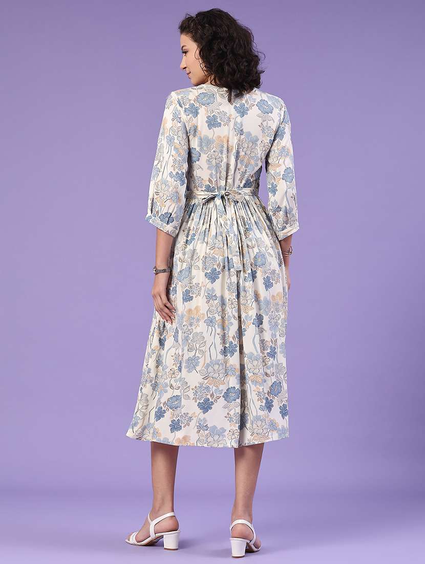 women printed round neck tiered dress - 22302422 -  Standard Image - 3