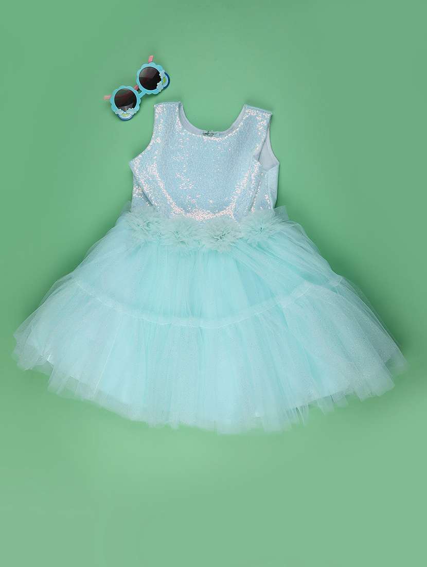 girls self designed sleeveless frock 