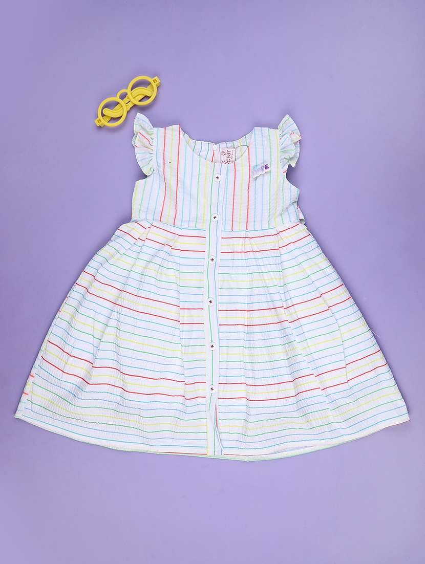 girls striped sleeveless flared frock