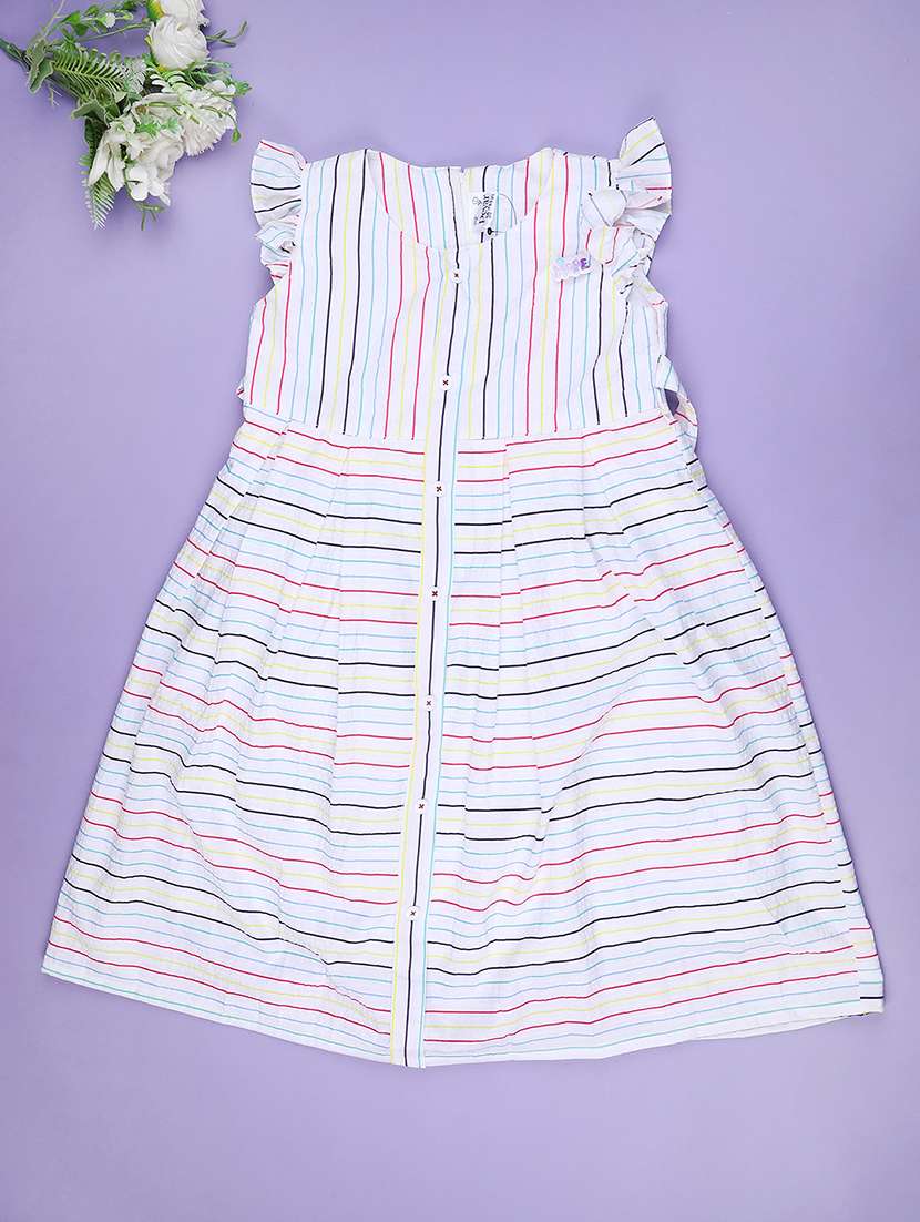 girls striped sleeveless flared frock