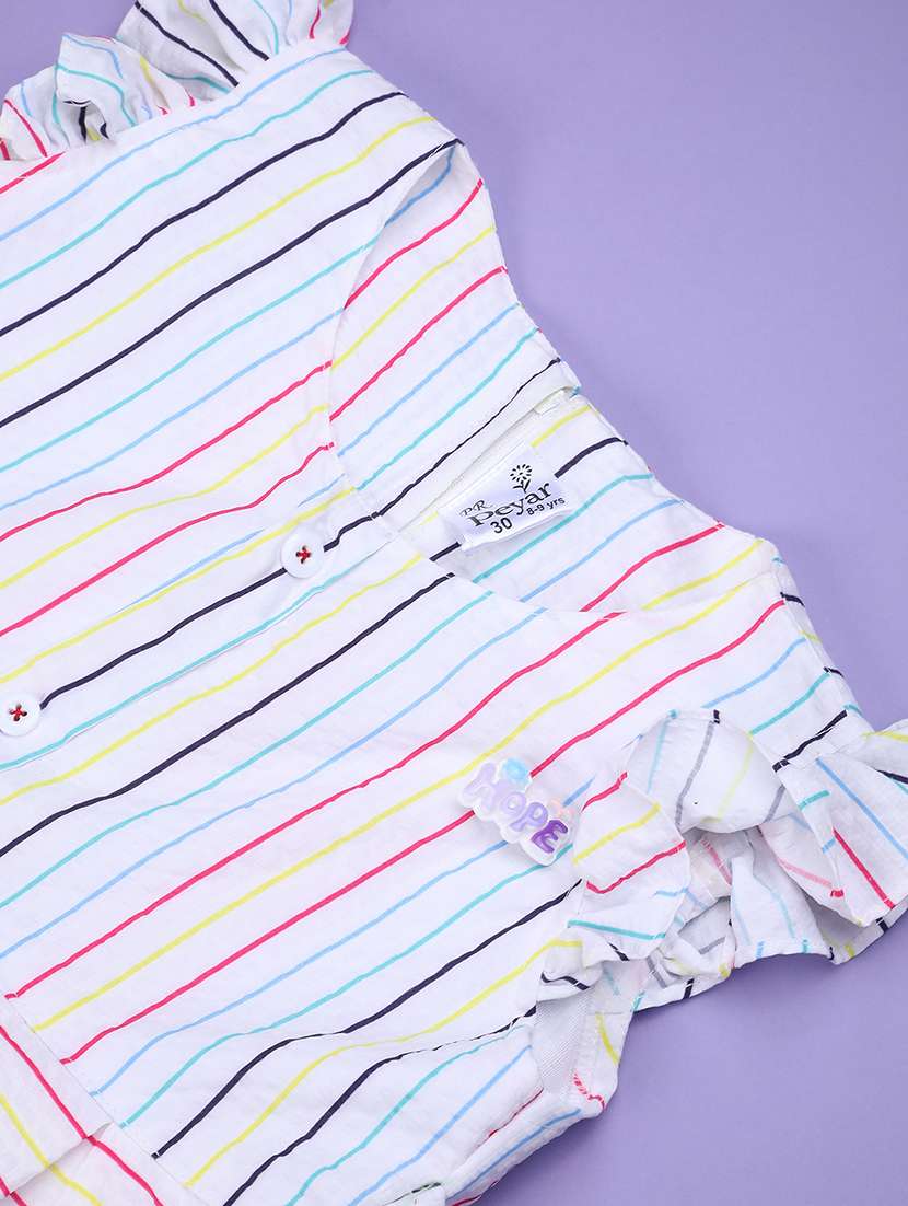 girls striped sleeveless flared frock - 22302475 -  Standard Image - 3